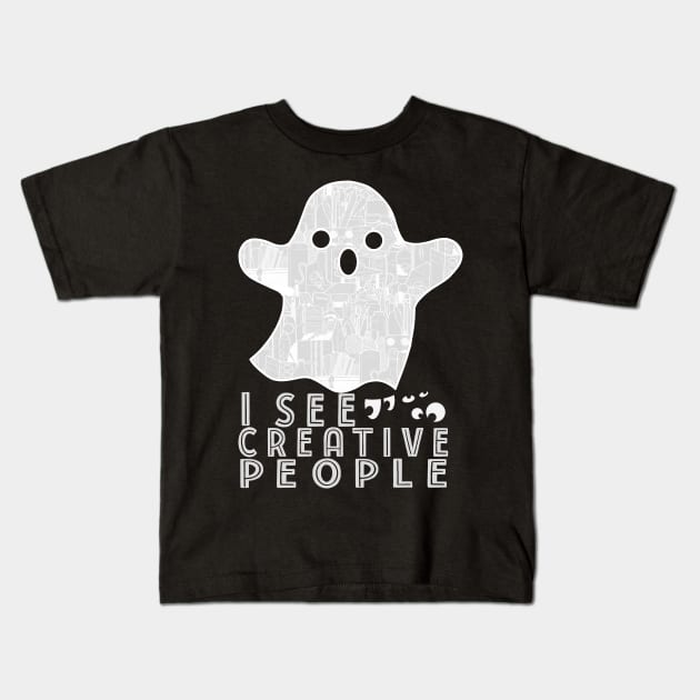 I See Creative People Ghost Art Supply Kids T-Shirt by The Craft ACE